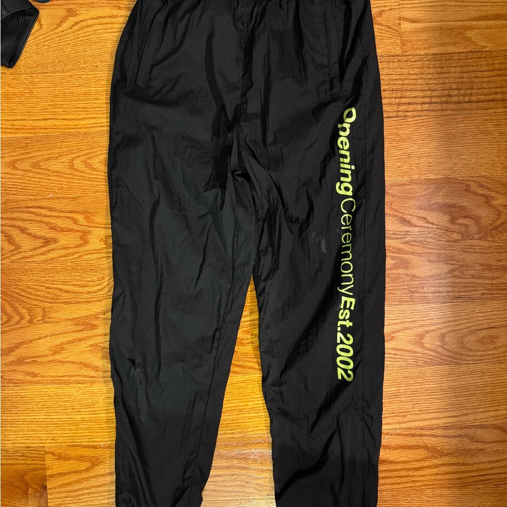 Opening Ceremony Black Pants with Yellow Lettering